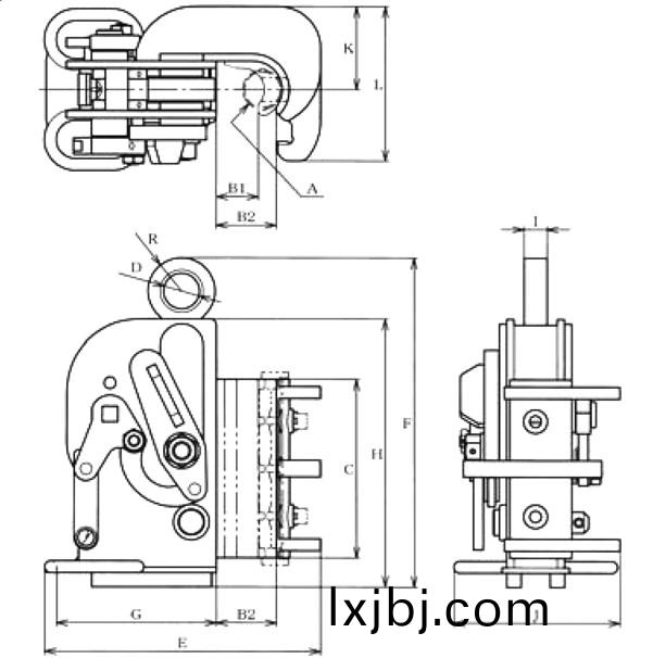 鷹(ying)牌(pai)CSBL型鋼(gang)筋(jin)起重(zhong)鉗(qian)尺(chi)寸圖(tu)